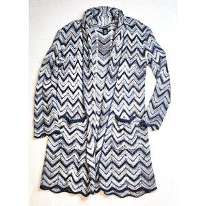 Lucky Brand Womens Large Zigzag Open Front Cardigan Cowgirl Pockets